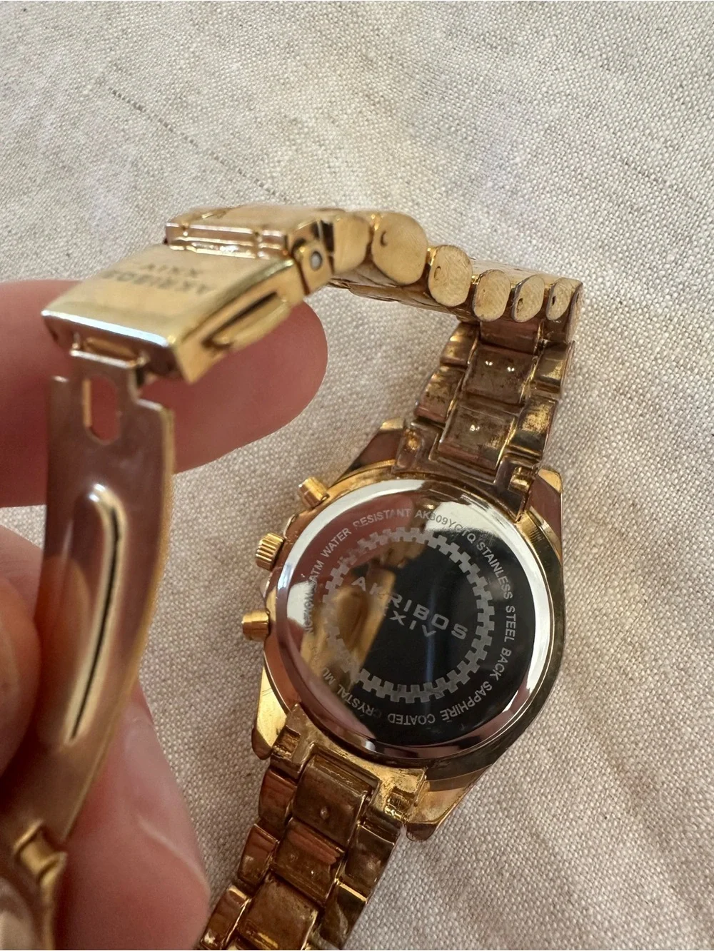 Akribos XXIV Gold Tone Watch Emerald Green Dial AK409YG